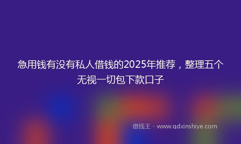 急用钱有没有私人借钱的2025年推荐，整理五个无视一切包下款口子