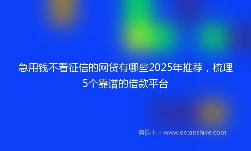 急用钱不看征信的网贷有哪些2025年推荐，梳理5个靠谱的借款平台