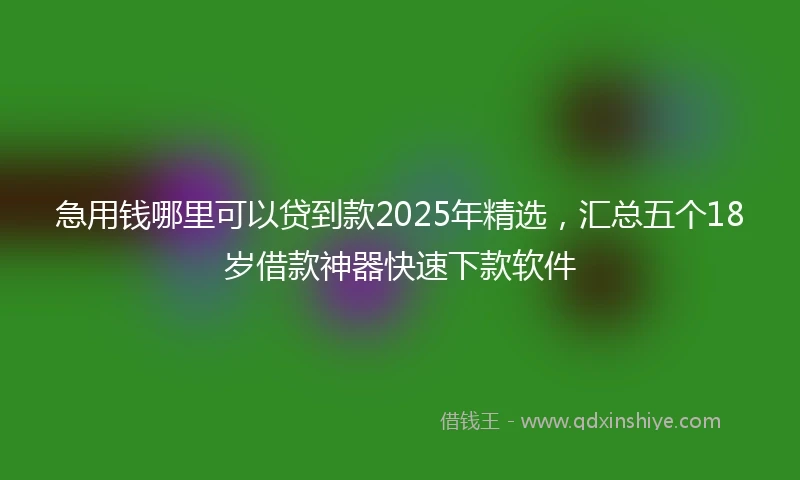 急用钱哪里可以贷到款2025年精选，汇总五个18岁借款神器快速下款软件