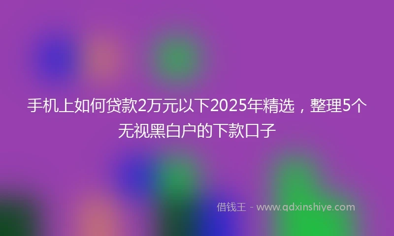手机上如何贷款2万元以下2025年精选，整理5个无视黑白户的下款口子