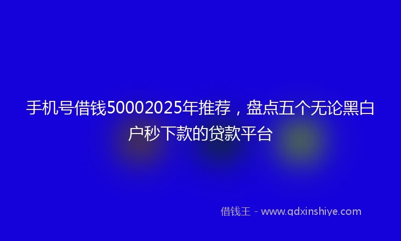 手机号借钱50002025年推荐，盘点五个无论黑白户秒下款的贷款平台
