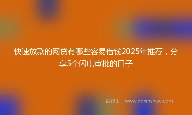 快速放款的网贷有哪些容易借钱2025年推荐，分享5个闪电审批的口子