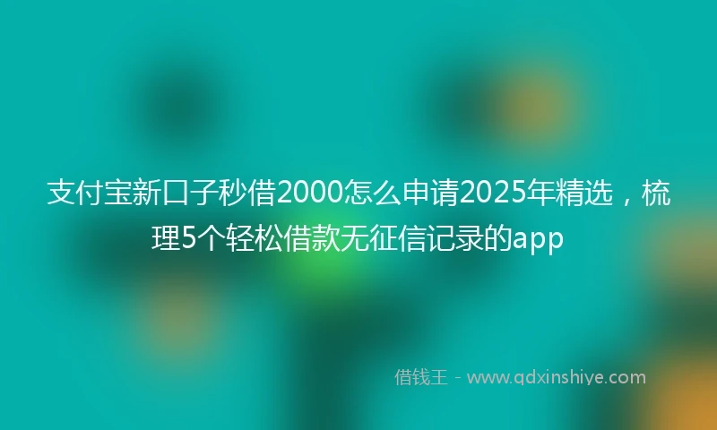 支付宝新口子秒借2000怎么申请2025年精选，梳理5个轻松借款无征信记录的app