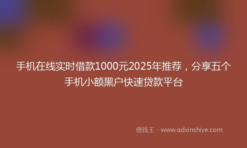 手机在线实时借款1000元2025年推荐，分享五个手机小额黑户快速贷款平台