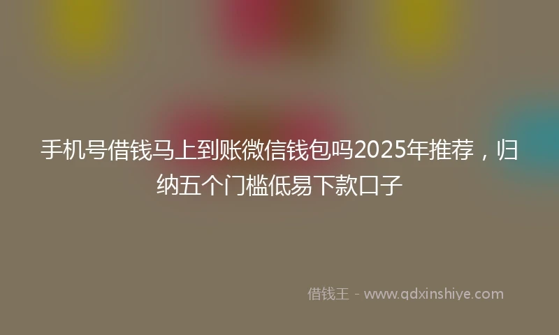 手机号借钱马上到账微信钱包吗2025年推荐，归纳五个门槛低易下款口子