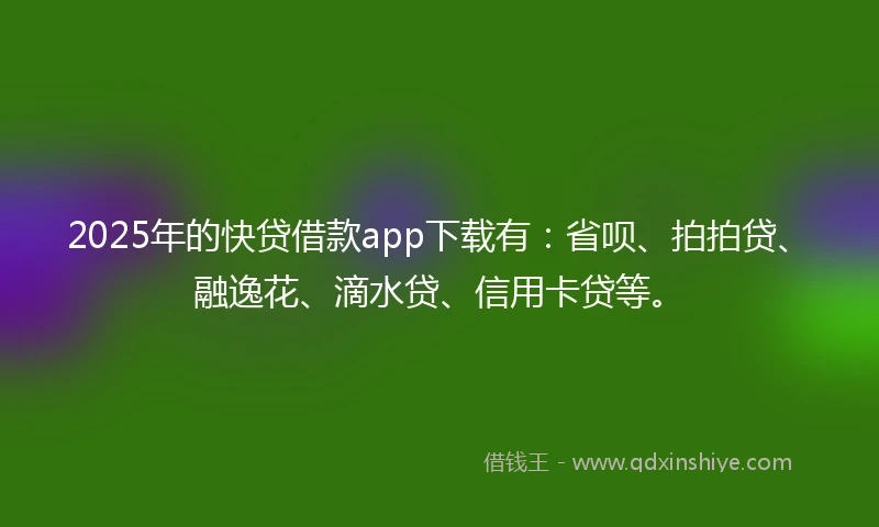 2025年的快贷借款app下载有：省呗、拍拍贷、融逸花、滴水贷、信用卡贷等。