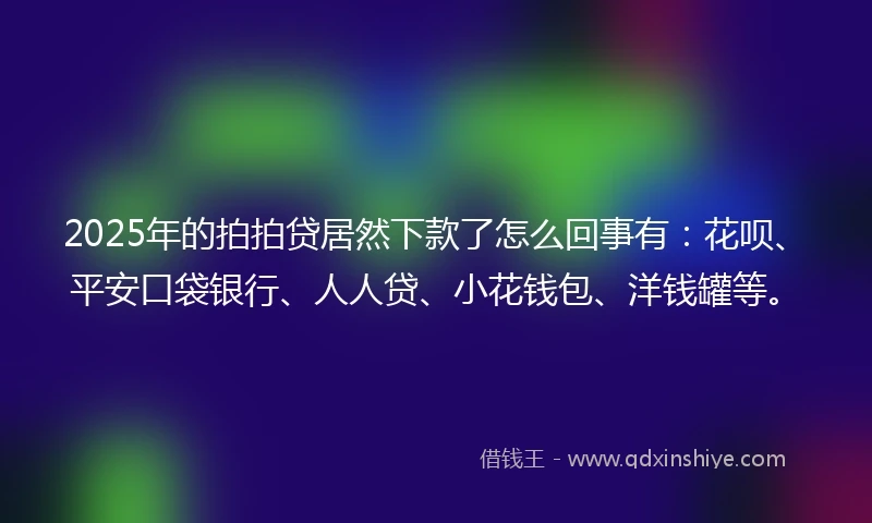 2025年的拍拍贷居然下款了怎么回事有：花呗、平安口袋银行、人人贷、小花钱包、洋钱罐等。