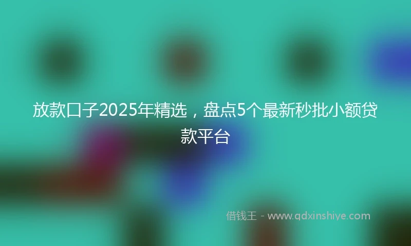 放款口子2025年精选，盘点5个最新秒批小额贷款平台