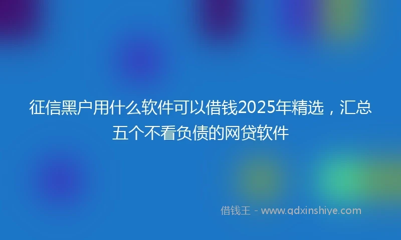 征信黑户用什么软件可以借钱2025年精选，汇总五个不看负债的网贷软件
