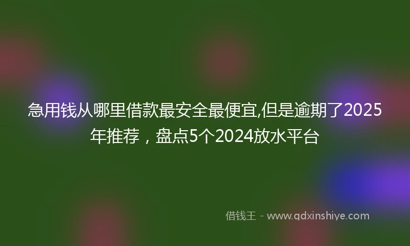 急用钱从哪里借款最安全最便宜,但是逾期了2025年推荐，盘点5个2024放水平台