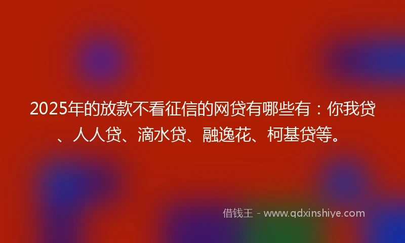 2025年的放款不看征信的网贷有哪些有：你我贷、人人贷、滴水贷、融逸花、柯基贷等。