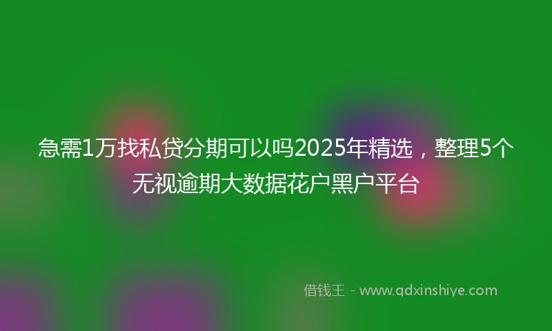 急需1万找私贷分期可以吗2025年精选，整理5个无视逾期大数据花户黑户平台