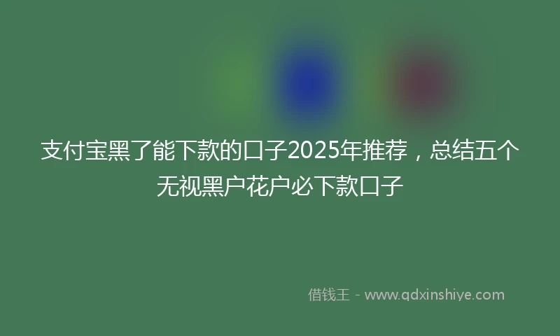 支付宝黑了能下款的口子2025年推荐，总结五个无视黑户花户必下款口子