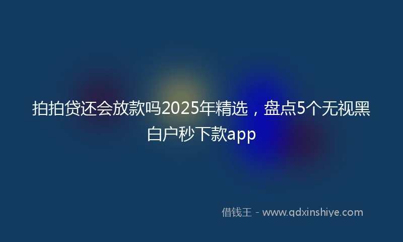 拍拍贷还会放款吗2025年精选，盘点5个无视黑白户秒下款app