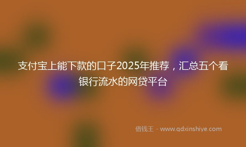 支付宝上能下款的口子2025年推荐，汇总五个看银行流水的网贷平台