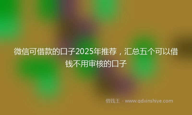 微信可借款的口子2025年推荐,汇总五个可以借钱不用审核的口子