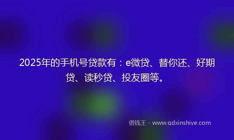 2025年的手机号贷款有：e微贷、替你还、好期贷、读秒贷、投友圈等。