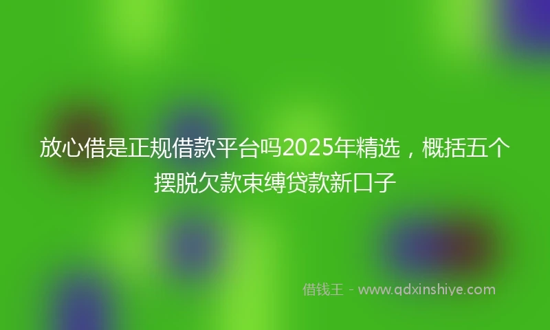 放心借是正规借款平台吗2025年精选，概括五个摆脱欠款束缚贷款新口子