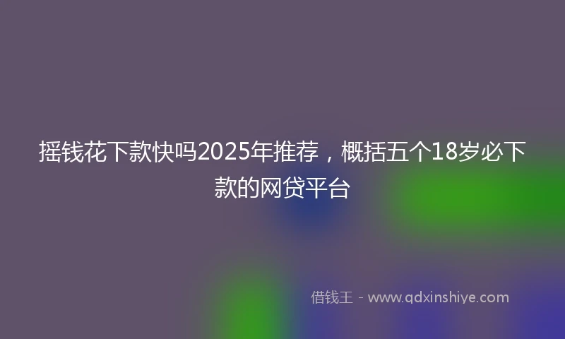 摇钱花下款快吗2025年推荐，概括五个18岁必下款的网贷平台