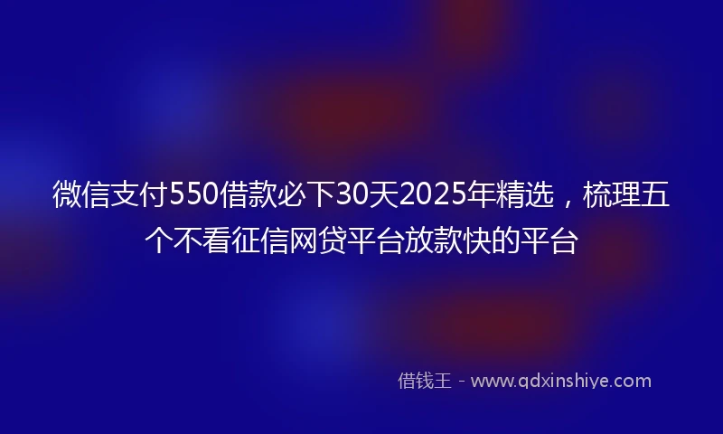 微信支付550借款必下30天2025年精选，梳理五个不看征信网贷平台放款快的平台