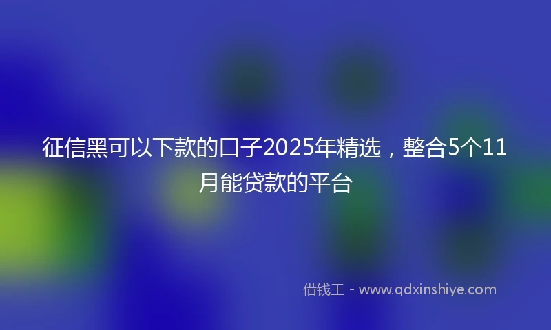 征信黑可以下款的口子2025年精选，整合5个11月能贷款的平台