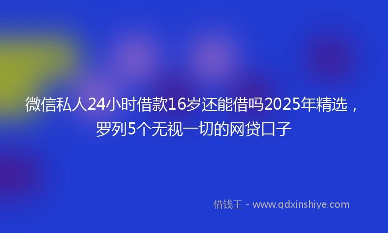 微信私人24小时借款16岁还能借吗2025年精选，罗列5个无视一切的网贷口子