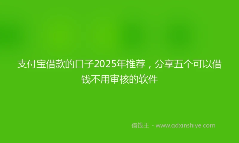 支付宝借款的口子2025年推荐，分享五个可以借钱不用审核的软件