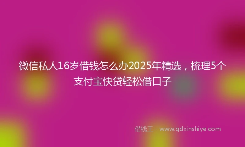 微信私人16岁借钱怎么办2025年精选，梳理5个支付宝快贷轻松借口子