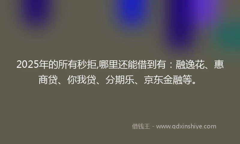 2025年的所有秒拒,哪里还能借到有：融逸花、惠商贷、你我贷、分期乐、京东金融等。