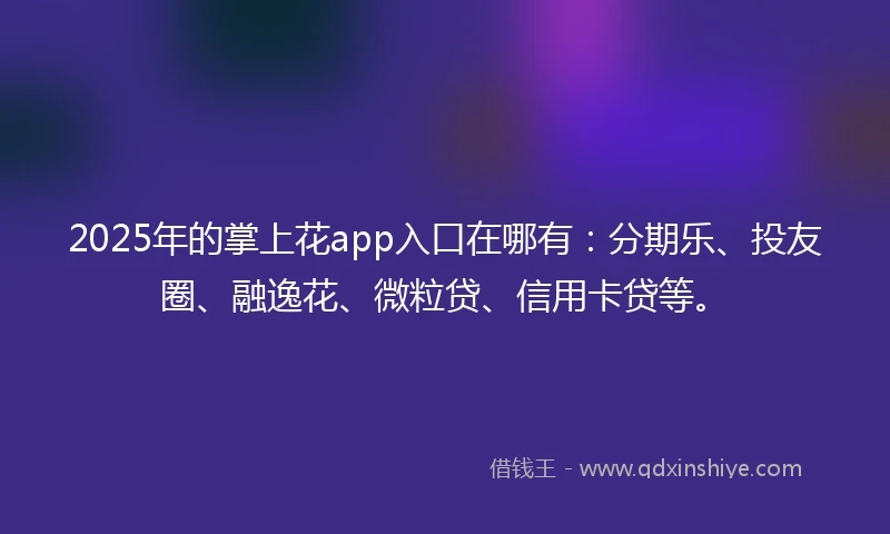 2025年的掌上花app入口在哪有：分期乐、投友圈、融逸花、微粒贷、信用卡贷等。