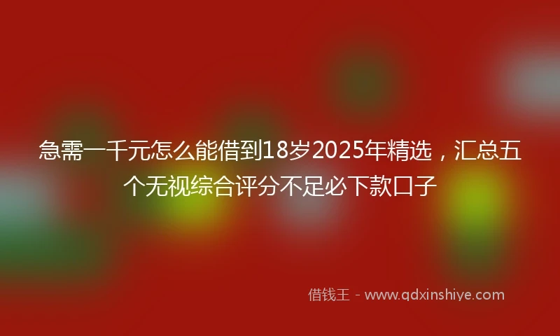 急需一千元怎么能借到18岁2025年精选，汇总五个无视综合评分不足必下款口子