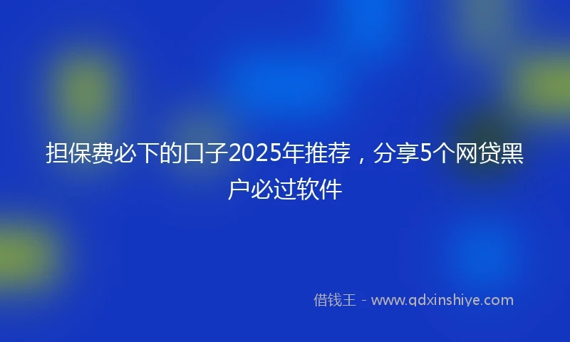 担保费必下的口子2025年推荐，分享5个网贷黑户必过软件