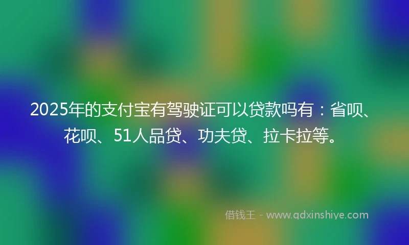 2025年的支付宝有驾驶证可以贷款吗有：省呗、花呗、51人品贷、功夫贷、拉卡拉等。