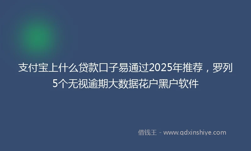 支付宝上什么贷款口子易通过2025年推荐，罗列5个无视逾期大数据花户黑户软件