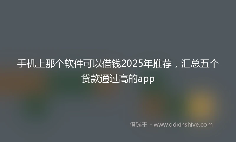 手机上那个软件可以借钱2025年推荐，汇总五个贷款通过高的app