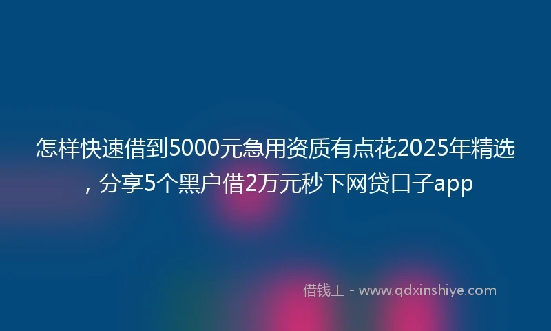 怎样快速借到5000元急用资质有点花2025年精选，分享5个黑户借2万元秒下网贷口子app
