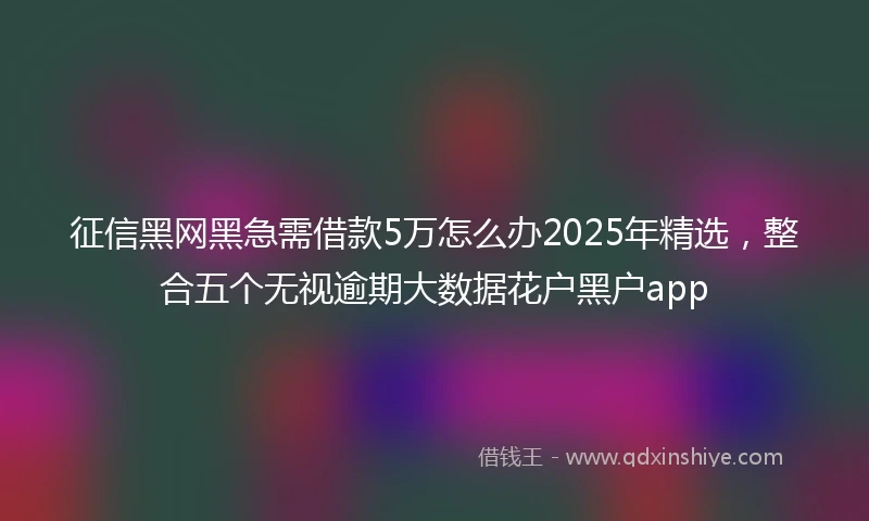 征信黑网黑急需借款5万怎么办2025年精选，整合五个无视逾期大数据花户黑户app