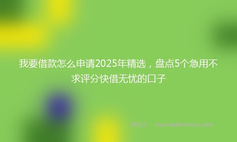 我要借款怎么申请2025年精选，盘点5个急用不求评分快借无忧的口子