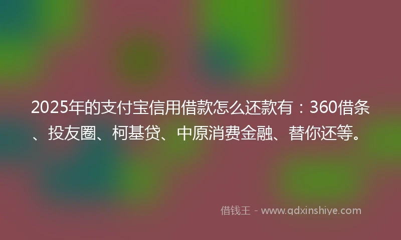 2025年的支付宝信用借款怎么还款有：360借条、投友圈、柯基贷、中原消费金融、替你还等。