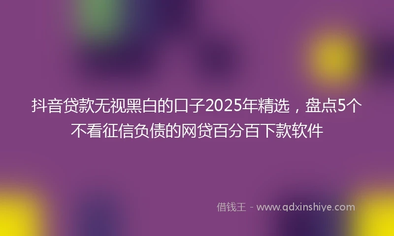 抖音贷款无视黑白的口子2025年精选，盘点5个不看征信负债的网贷百分百下款软件