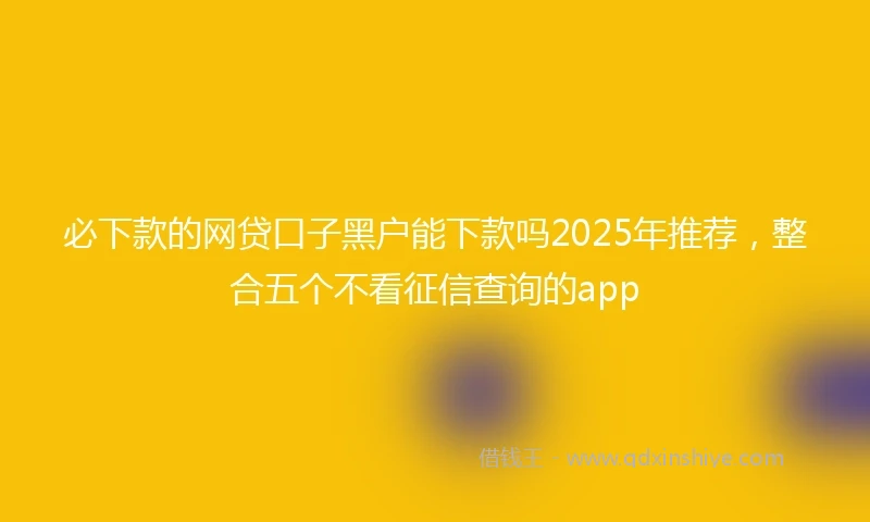 必下款的网贷口子黑户能下款吗2025年推荐，整合五个不看征信查询的app