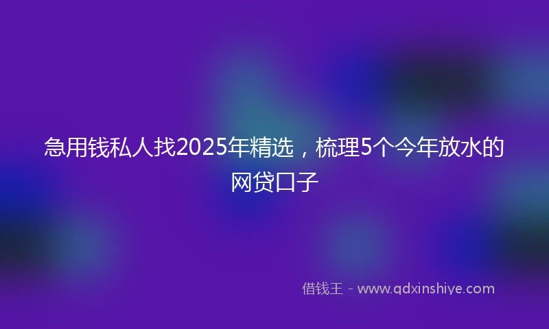 急用钱私人找2025年精选，梳理5个今年放水的网贷口子