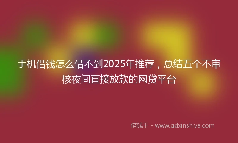手机借钱怎么借不到2025年推荐，总结五个不审核夜间直接放款的网贷平台
