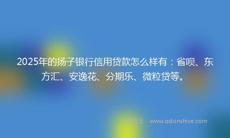 2025年的扬子银行信用贷款怎么样有：省呗、东方汇、安逸花、分期乐、微粒贷等。