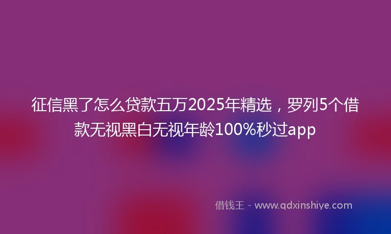 征信黑了怎么贷款五万2025年精选，罗列5个借款无视黑白无视年龄100%秒过app