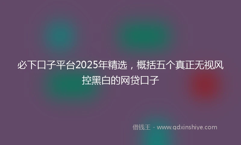 必下口子平台2025年精选，概括五个真正无视风控黑白的网贷口子