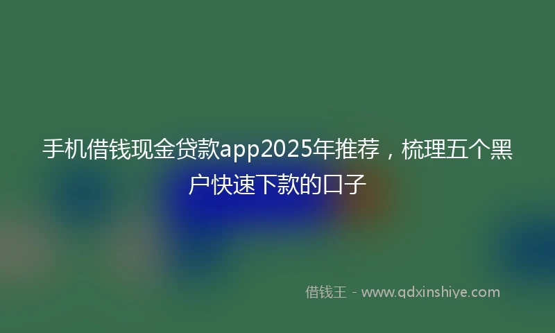 手机借钱现金贷款app2025年推荐，梳理五个黑户快速下款的口子