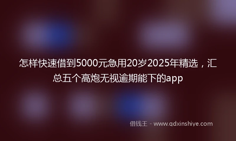 怎样快速借到5000元急用20岁2025年精选，汇总五个高炮无视逾期能下的app