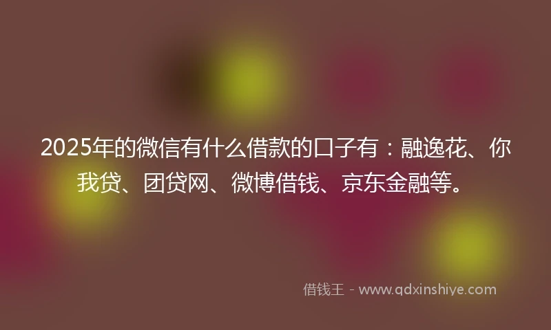 2025年的微信有什么借款的口子有：融逸花、你我贷、团贷网、微博借钱、京东金融等。