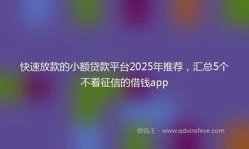 快速放款的小额贷款平台2025年推荐，汇总5个不看征信的借钱app